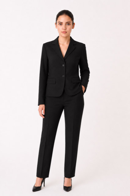 Uniforme corporativo de mujer | Saco con botones y pantalón para oficina Saco con botones y pantalón para uniforme corporativo de mujer, ideal para empresas, oficinas y personal administrativo.